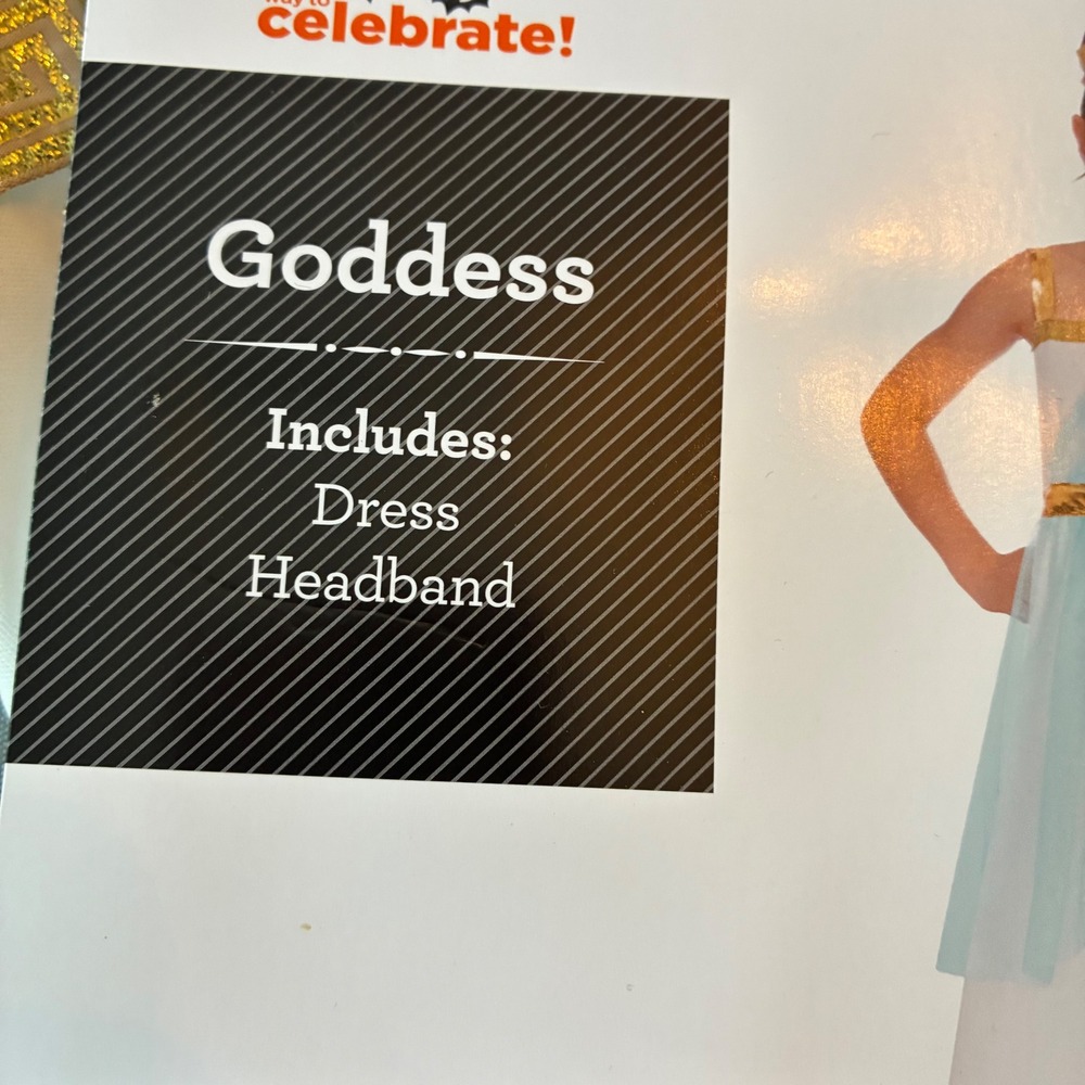 Way to Celebrate Girls Goddess Costume Dress Headband Set White Gold M 7/8 - Picture 5 of 7